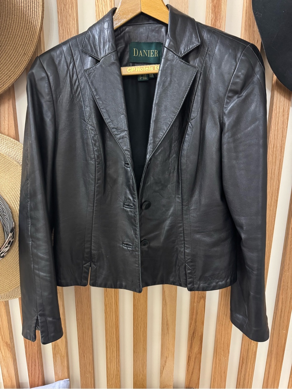 Danier Black Leather Tailored Blazer Jacket